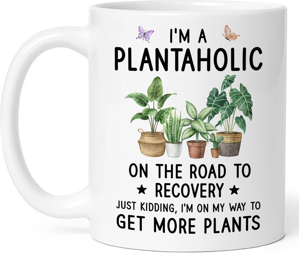 Plants Mugs Gift for Women - I'm A Plantaholic, Plant Mug for Plant Lovers, Garden Coffee Mug - Best Gardening Gifts for Mom and Wife, Mothers Day, Birthday Gifts for The Gardener