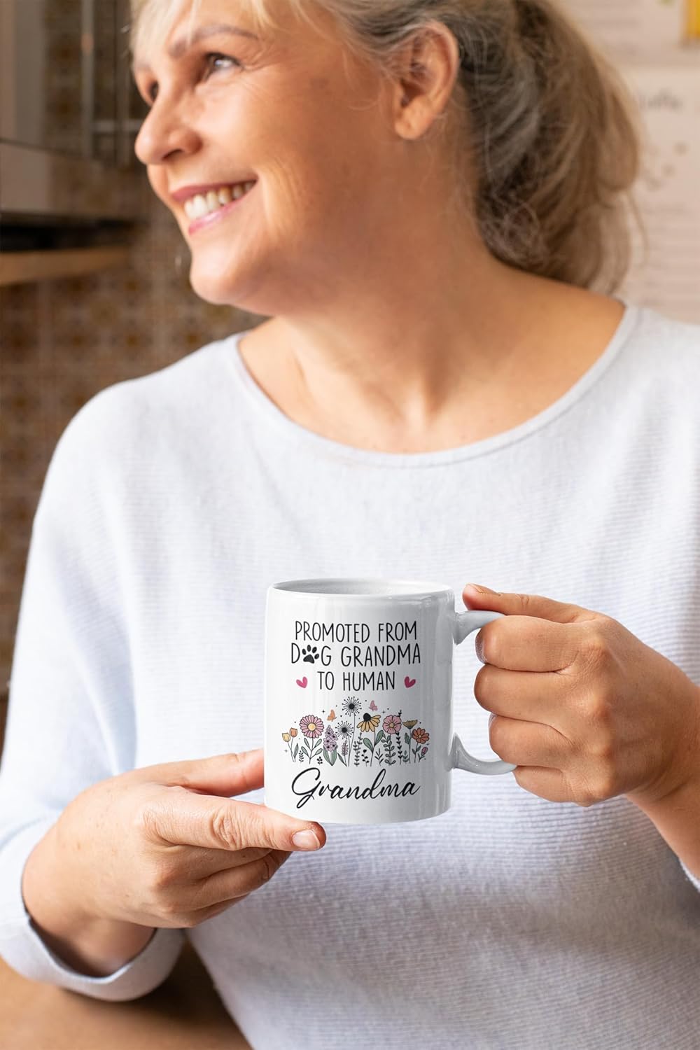 FUNITZ Promoted To Grandma Gift, Dog Grandmas To Human Grandma To Be Mug, New Grandmas Gifts From Daughter, Pregnancy Announcement Present, Mothers Day, Christmas Gifts