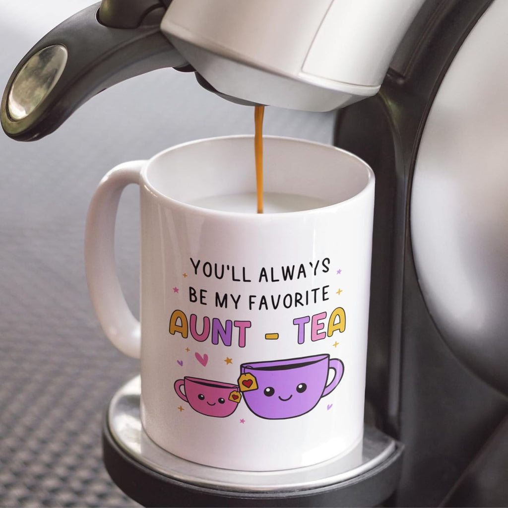 FUNITZ Gifts For Aunt, Auntie My Favorite Aunt-tea Gift, Funny Best Aunty Mug - Perfect Birthday, Christmas Gifts For Auntie From Niece, Nephew