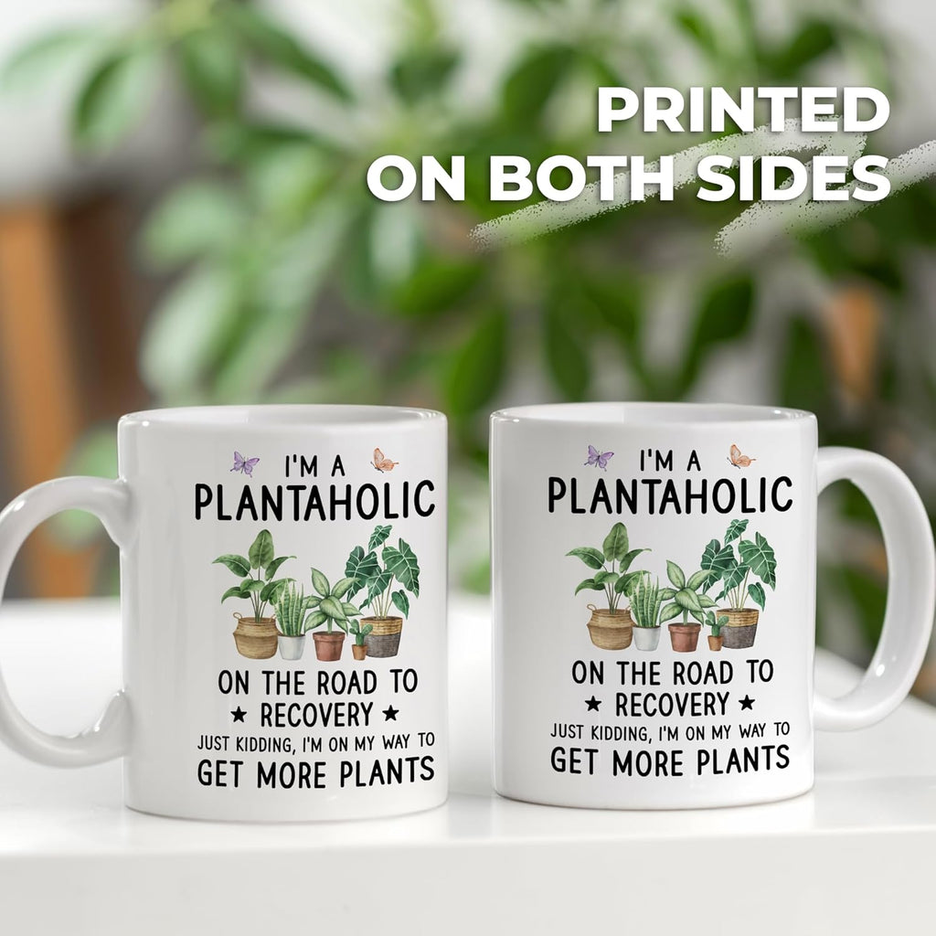 Plants Mugs Gift for Women - I'm A Plantaholic, Plant Mug for Plant Lovers, Garden Coffee Mug - Best Gardening Gifts for Mom and Wife, Mothers Day, Birthday Gifts for The Gardener