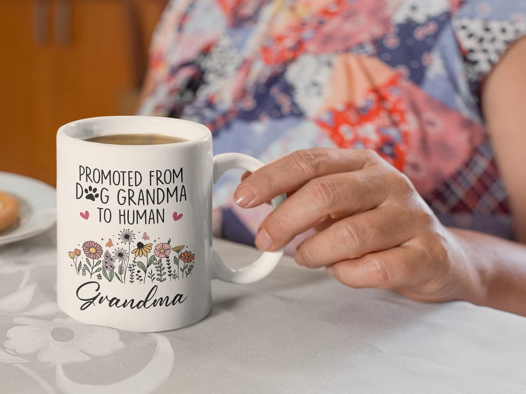 FUNITZ Promoted To Grandma Gift, Dog Grandmas To Human Grandma To Be Mug, New Grandmas Gifts From Daughter, Pregnancy Announcement Present, Mothers Day, Christmas Gifts