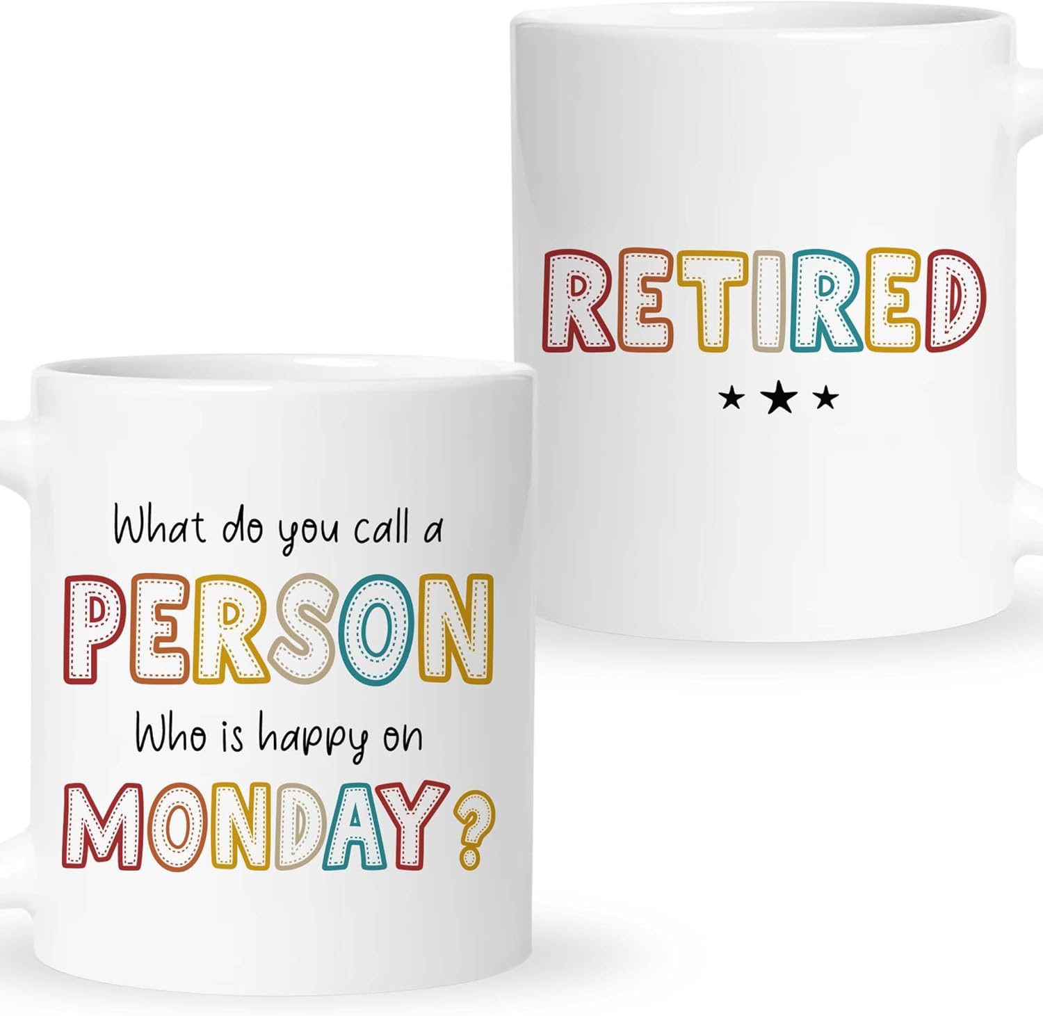 FUNITZ Retirement Gifts For Women Men, Who Is Happy On Monday, Happy Retirement Mug 11 Oz Coffee Mug, Retired Gifts Birthday Gift Christmas Presents for Coworkers Nurse Teacher Boss Grandma Mom