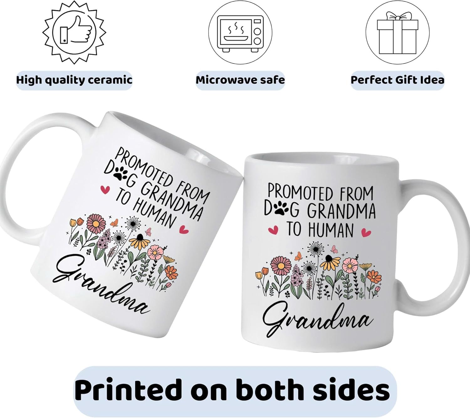 FUNITZ Promoted To Grandma Gift, Dog Grandmas To Human Grandma To Be Mug, New Grandmas Gifts From Daughter, Pregnancy Announcement Present, Mothers Day, Christmas Gifts