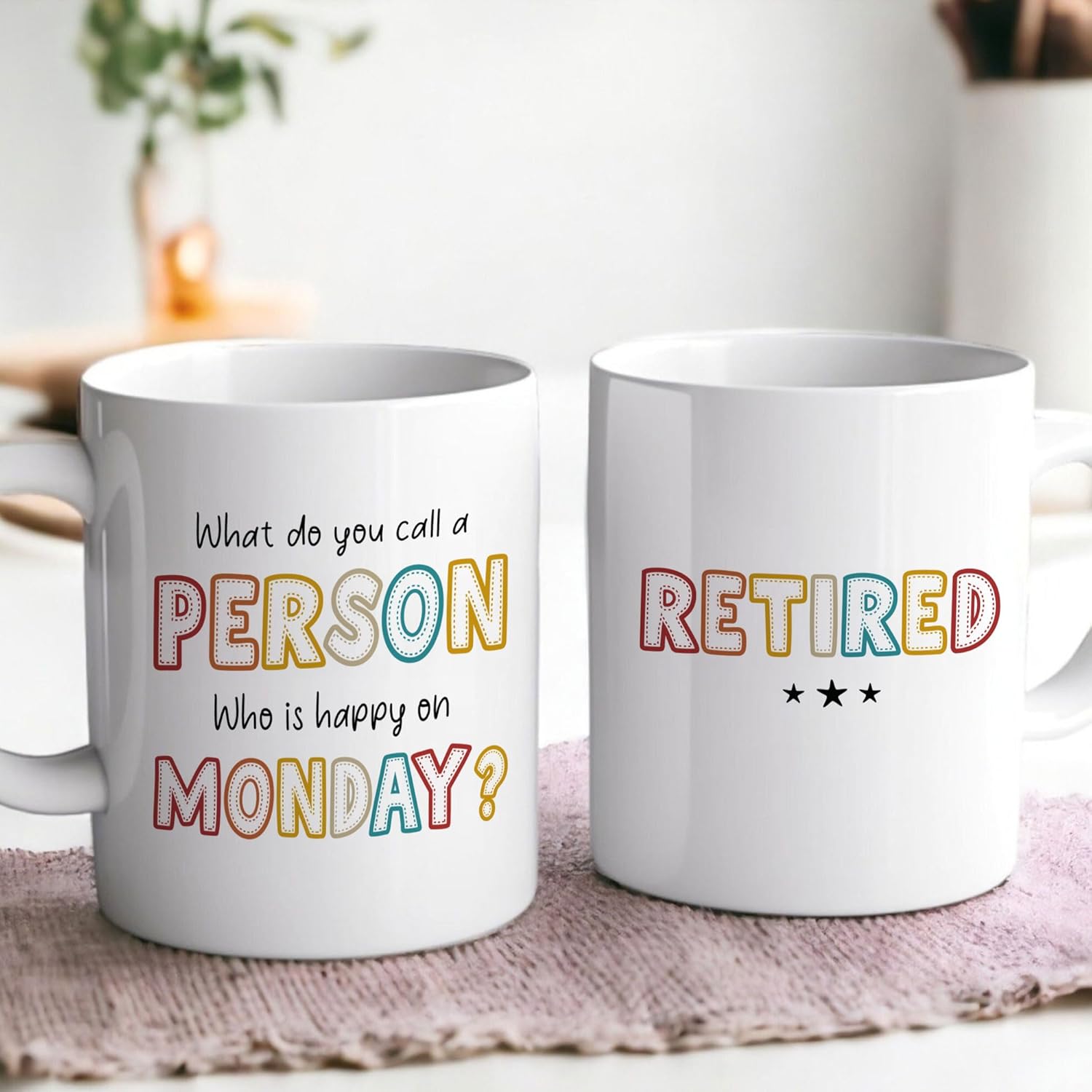 FUNITZ Retirement Gifts For Women Men, Who Is Happy On Monday, Happy Retirement Mug 11 Oz Coffee Mug, Retired Gifts Birthday Gift Christmas Presents for Coworkers Nurse Teacher Boss Grandma Mom