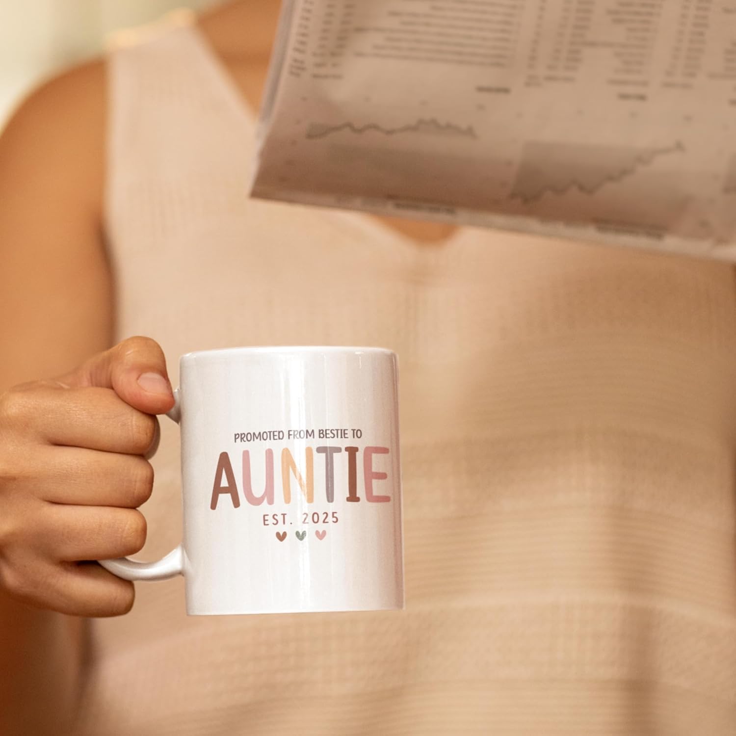 Gift For New Aunt, First Time Auntie Gifts, Promoted From Bestie to Auntie Est 2025 Mug, Pregnancy Announcement Gift for Best Friend, Sister
