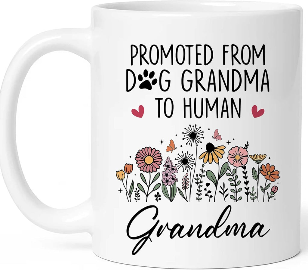 FUNITZ Promoted To Grandma Gift, Dog Grandmas To Human Grandma To Be Mug, New Grandmas Gifts From Daughter, Pregnancy Announcement Present, Mothers Day, Christmas Gifts