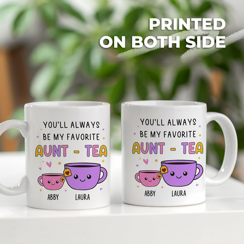 FUNITZ Custom Gifts For Aunt, Auntie - My Favorite Aunt-tea Gift, Funny Best Aunty Mug with Custom Name - Perfect Birthday, Christmas Gifts For Auntie From Niece, Nephew