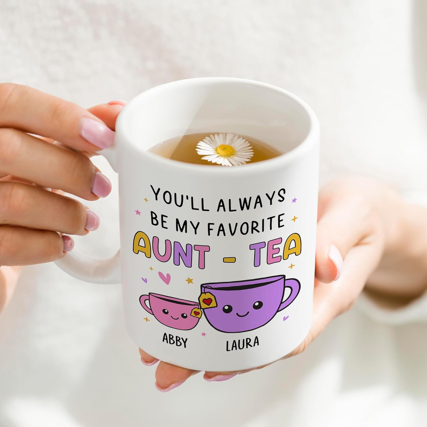 FUNITZ Custom Gifts For Aunt, Auntie - My Favorite Aunt-tea Gift, Funny Best Aunty Mug with Custom Name - Perfect Birthday, Christmas Gifts For Auntie From Niece, Nephew