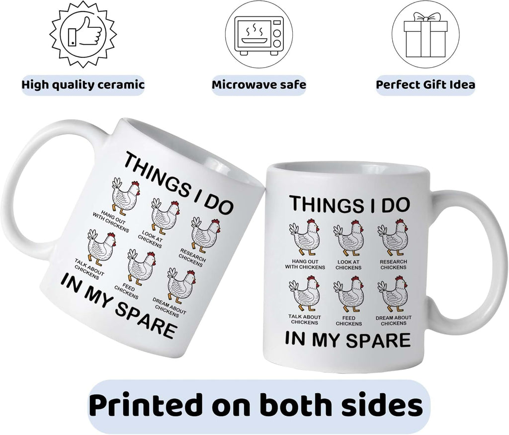 Chicken Gifts For Men, Women - Thing I Do In My Spare Time Coffee Mug – Funny Chickens Cups For Friend, Farmer, Chicken Lover - Unique Chickens Gifts For Christmas, Birthday, Mothers Day