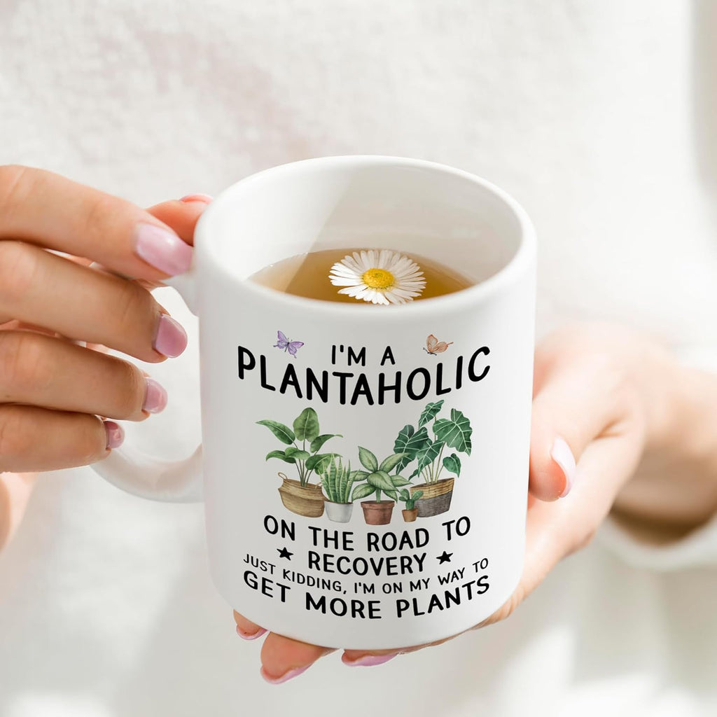 Plants Mugs Gift for Women - I'm A Plantaholic, Plant Mug for Plant Lovers, Garden Coffee Mug - Best Gardening Gifts for Mom and Wife, Mothers Day, Birthday Gifts for The Gardener