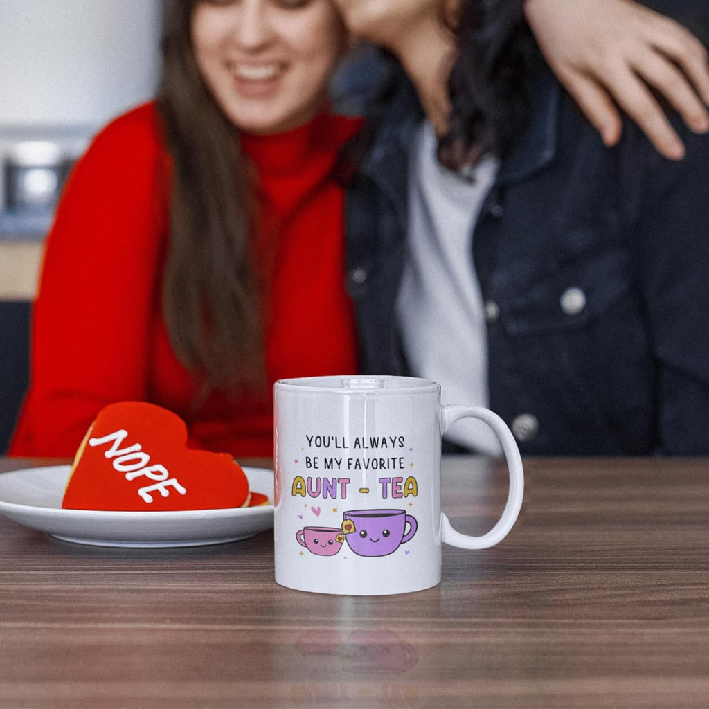FUNITZ Gifts For Aunt, Auntie My Favorite Aunt-tea Gift, Funny Best Aunty Mug - Perfect Birthday, Christmas Gifts For Auntie From Niece, Nephew