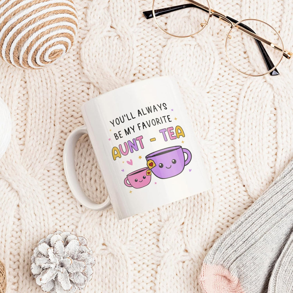 FUNITZ Gifts For Aunt, Auntie My Favorite Aunt-tea Gift, Funny Best Aunty Mug - Perfect Birthday, Christmas Gifts For Auntie From Niece, Nephew