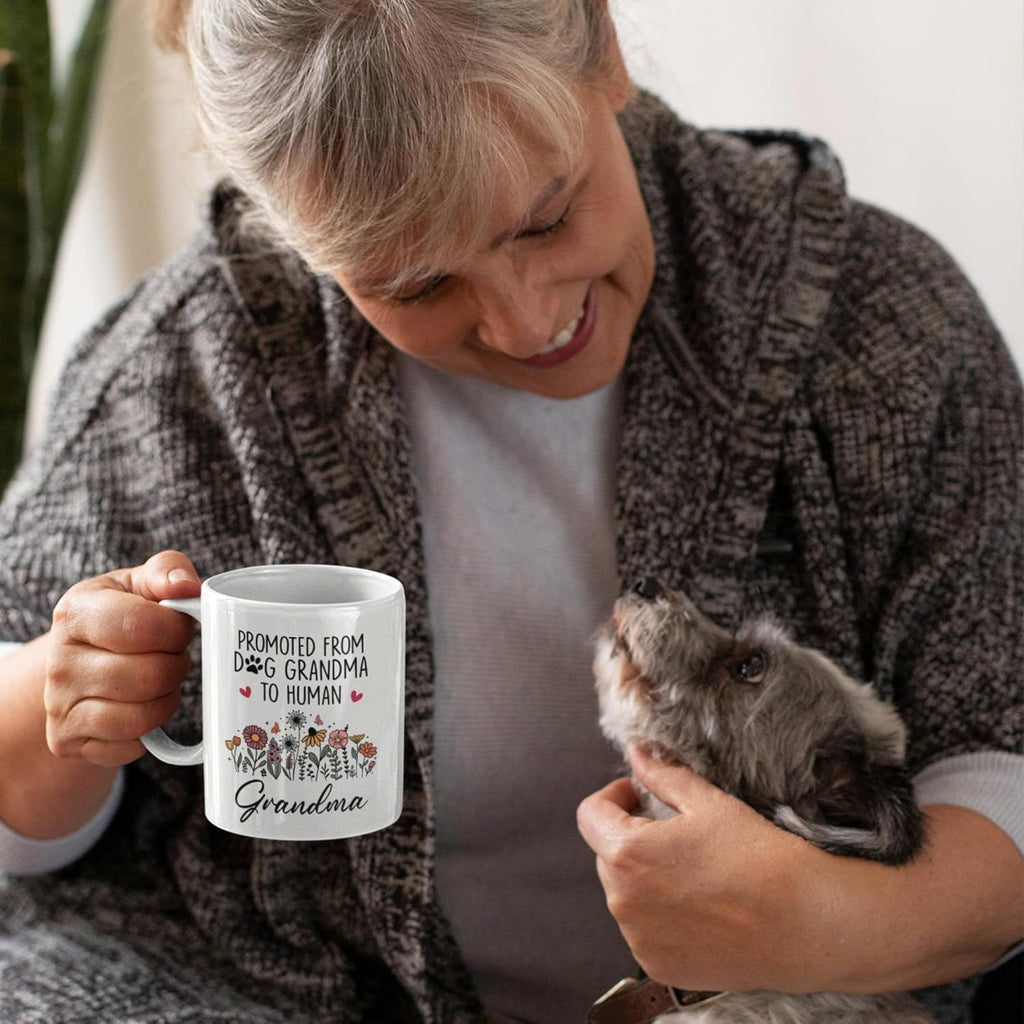 FUNITZ Promoted To Grandma Gift, Dog Grandmas To Human Grandma To Be Mug, New Grandmas Gifts From Daughter, Pregnancy Announcement Present, Mothers Day, Christmas Gifts