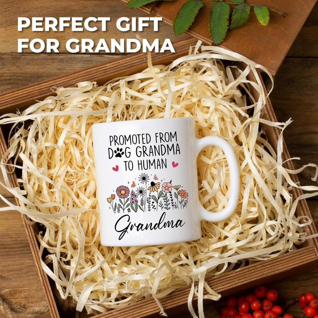 FUNITZ Promoted To Grandma Gift, Dog Grandmas To Human Grandma To Be Mug, New Grandmas Gifts From Daughter, Pregnancy Announcement Present, Mothers Day, Christmas Gifts