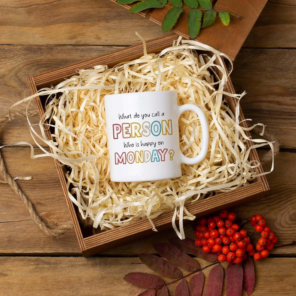 FUNITZ Retirement Gifts For Women Men, Who Is Happy On Monday, Happy Retirement Mug 11 Oz Coffee Mug, Retired Gifts Birthday Gift Christmas Presents for Coworkers Nurse Teacher Boss Grandma Mom