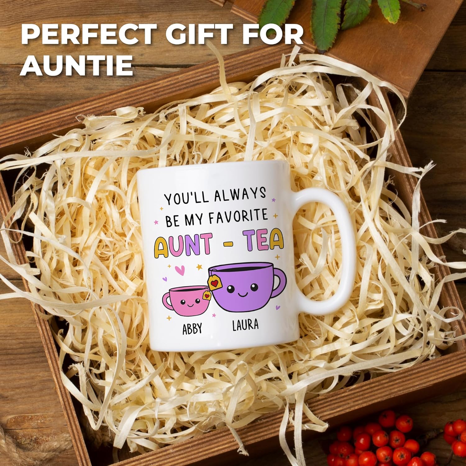 FUNITZ Custom Gifts For Aunt, Auntie - My Favorite Aunt-tea Gift, Funny Best Aunty Mug with Custom Name - Perfect Birthday, Christmas Gifts For Auntie From Niece, Nephew