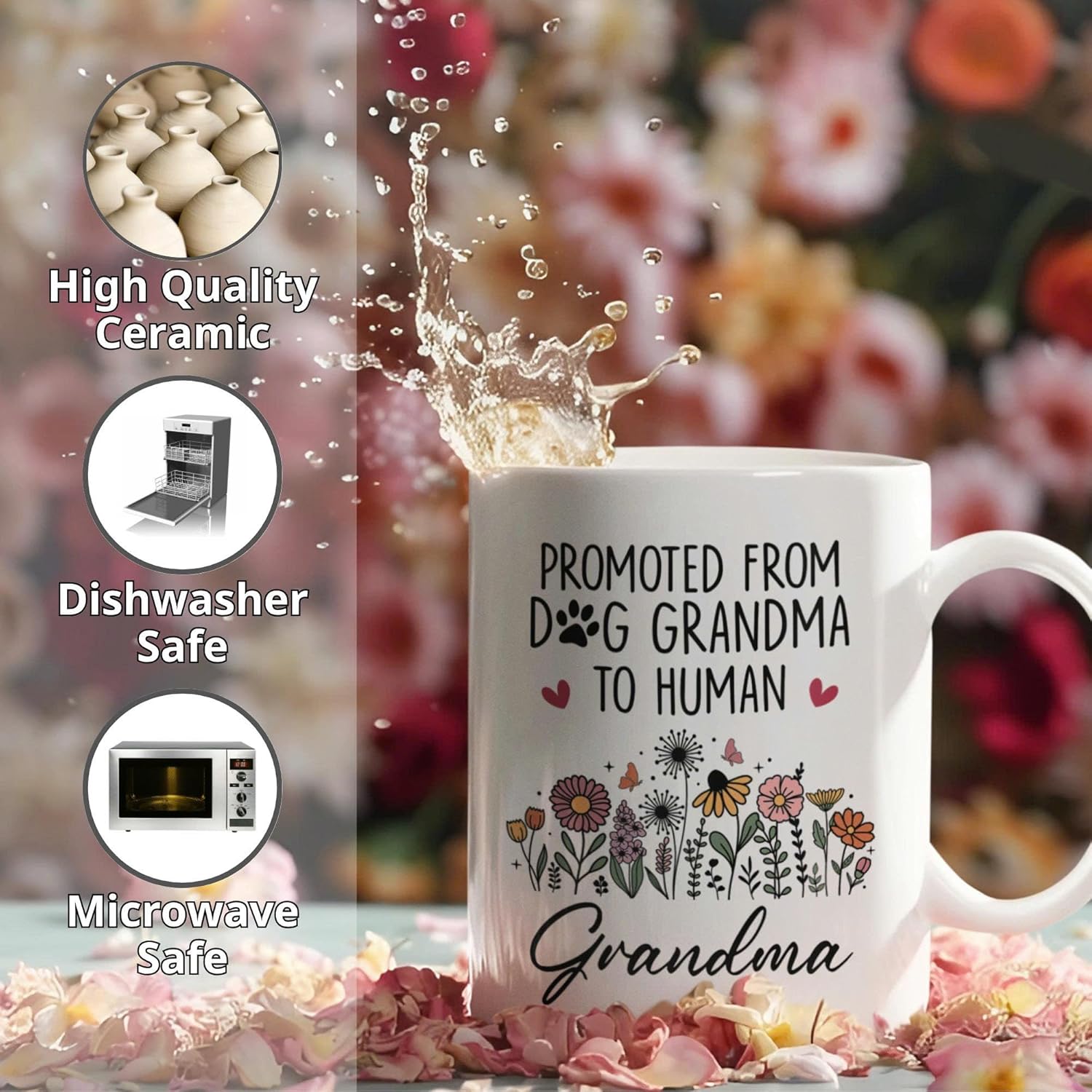 FUNITZ Promoted To Grandma Gift, Dog Grandmas To Human Grandma To Be Mug, New Grandmas Gifts From Daughter, Pregnancy Announcement Present, Mothers Day, Christmas Gifts