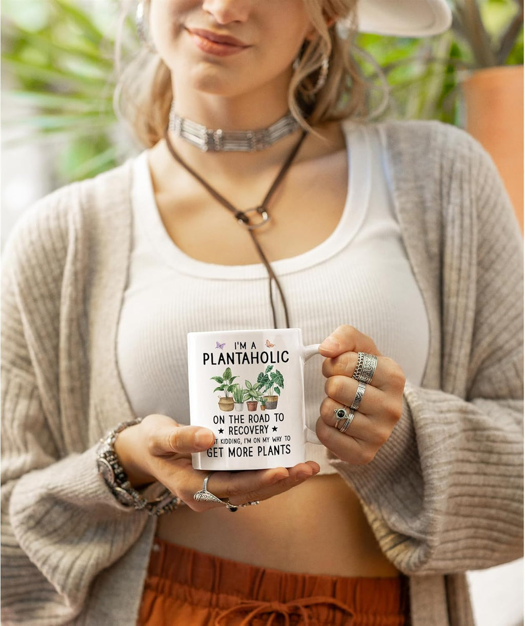 Plants Mugs Gift for Women - I'm A Plantaholic, Plant Mug for Plant Lovers, Garden Coffee Mug - Best Gardening Gifts for Mom and Wife, Mothers Day, Birthday Gifts for The Gardener