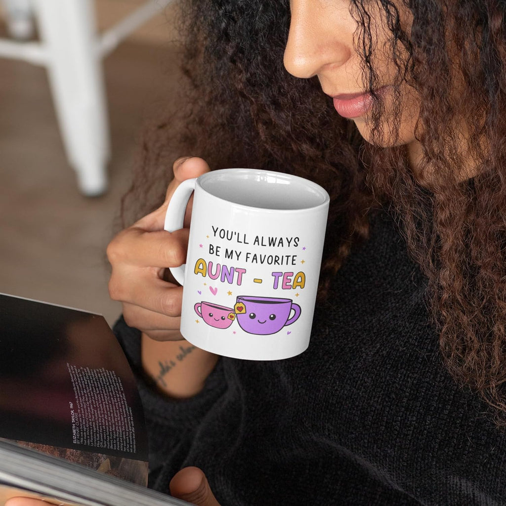 FUNITZ Gifts For Aunt, Auntie My Favorite Aunt-tea Gift, Funny Best Aunty Mug - Perfect Birthday, Christmas Gifts For Auntie From Niece, Nephew
