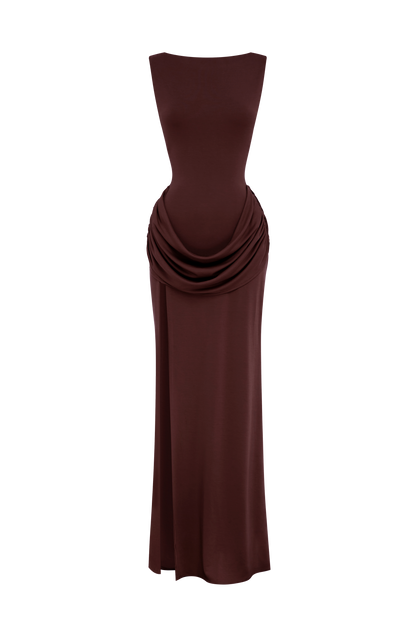 Bruna Maxi Dress - Plum Brown