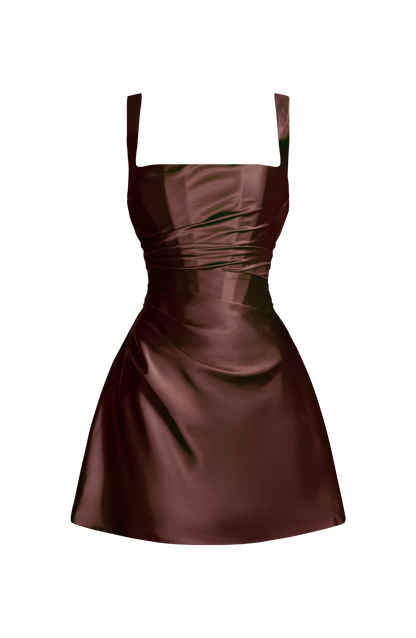 Calanthe Mini Dress - Plum Brown