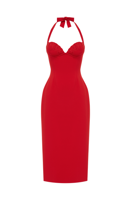 Cassia Midi Dress - Red