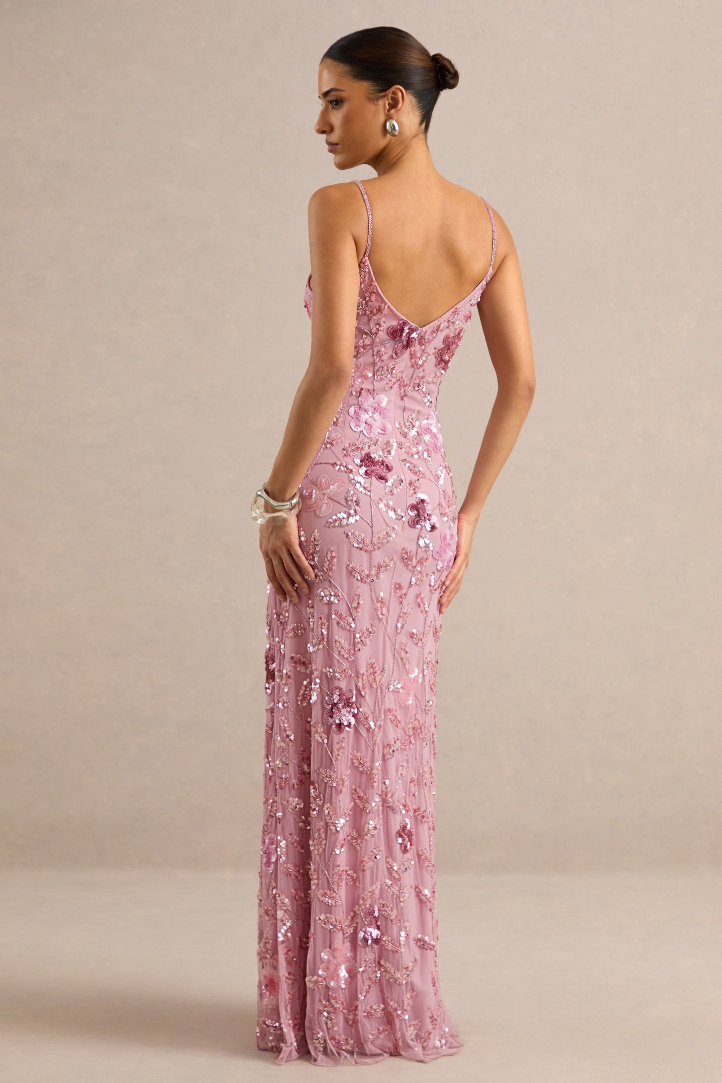 Gemini | Pink Embellished Strappy Maxi Dress