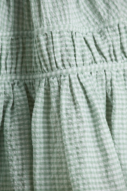 Laurelle | Green Extreme Plunge-Neck Mini Dress With Ruffling Detail