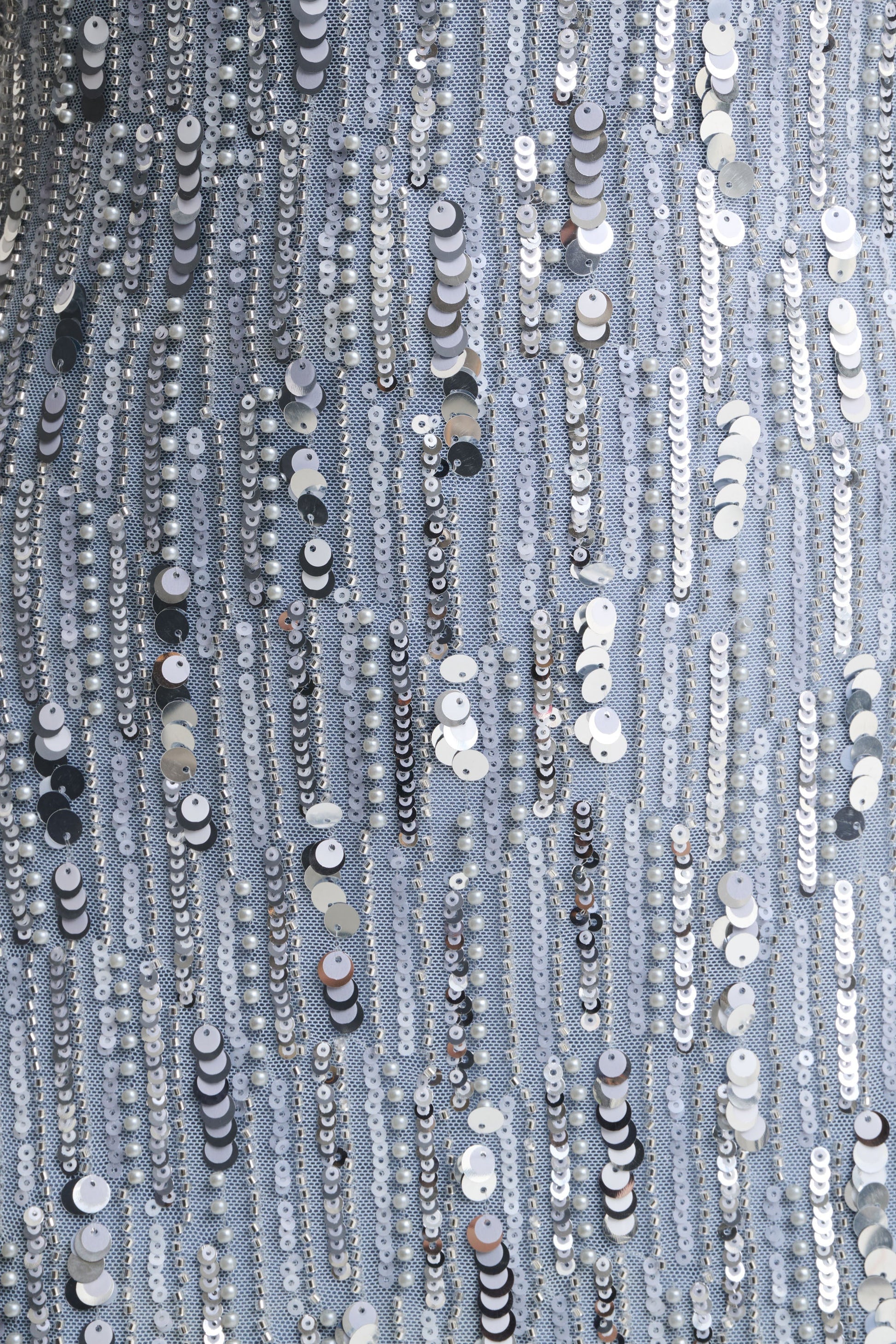Zaira | Silver Sequin High-Neck Maxi Dress With Open-Back