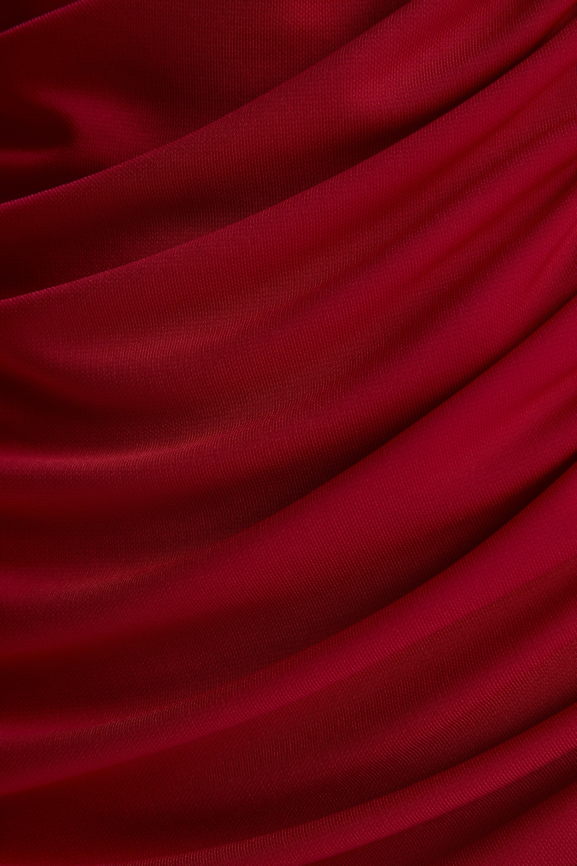 Vesperelle | Red Scoop-Neck Maxi Dress With Gathered-Detailing