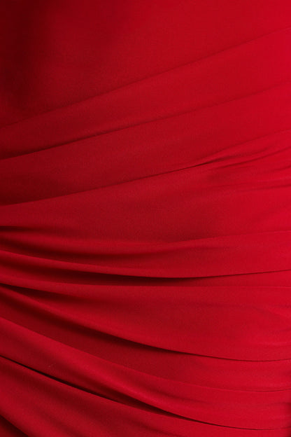 Petronia | Red V-Neck Maxi Dress With Wrap-Detail
