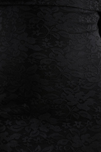 Maelora | Black Lace Bardot-Neck Maxi Dress With Scarf