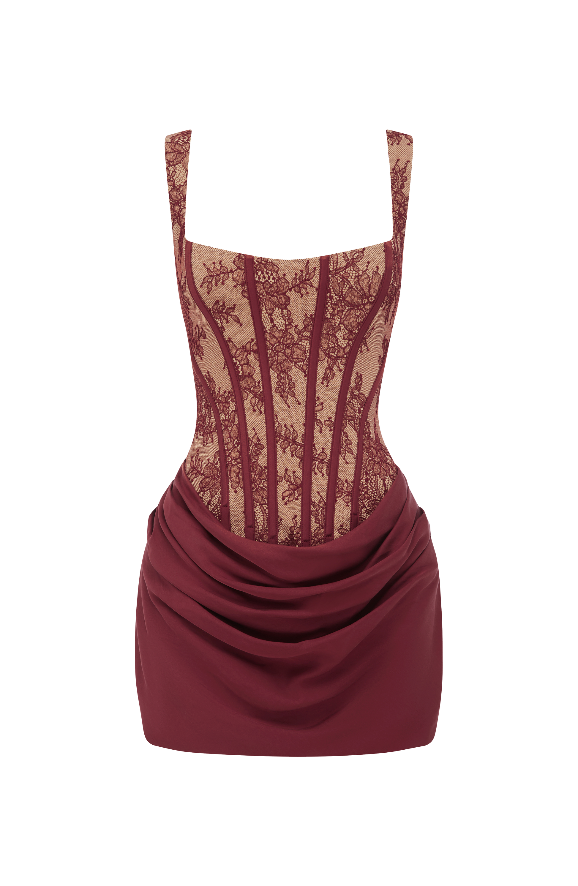 Cornelia Mini Dress - Burgundy Lace