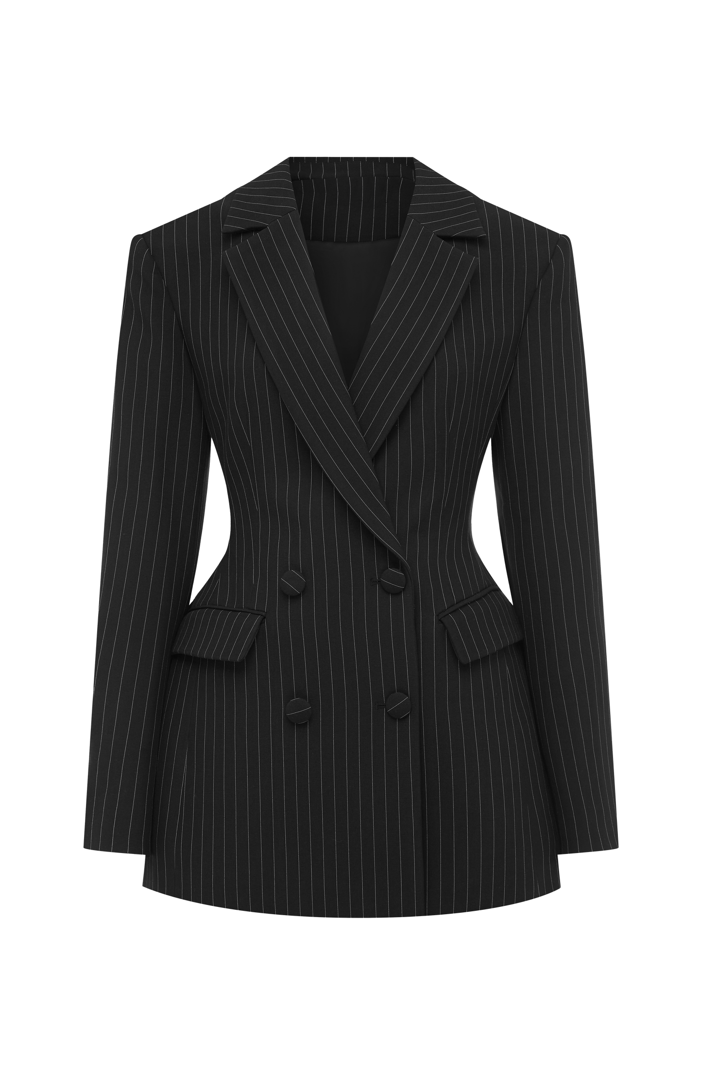 Elvira Mini Dress - Black Pinstripe