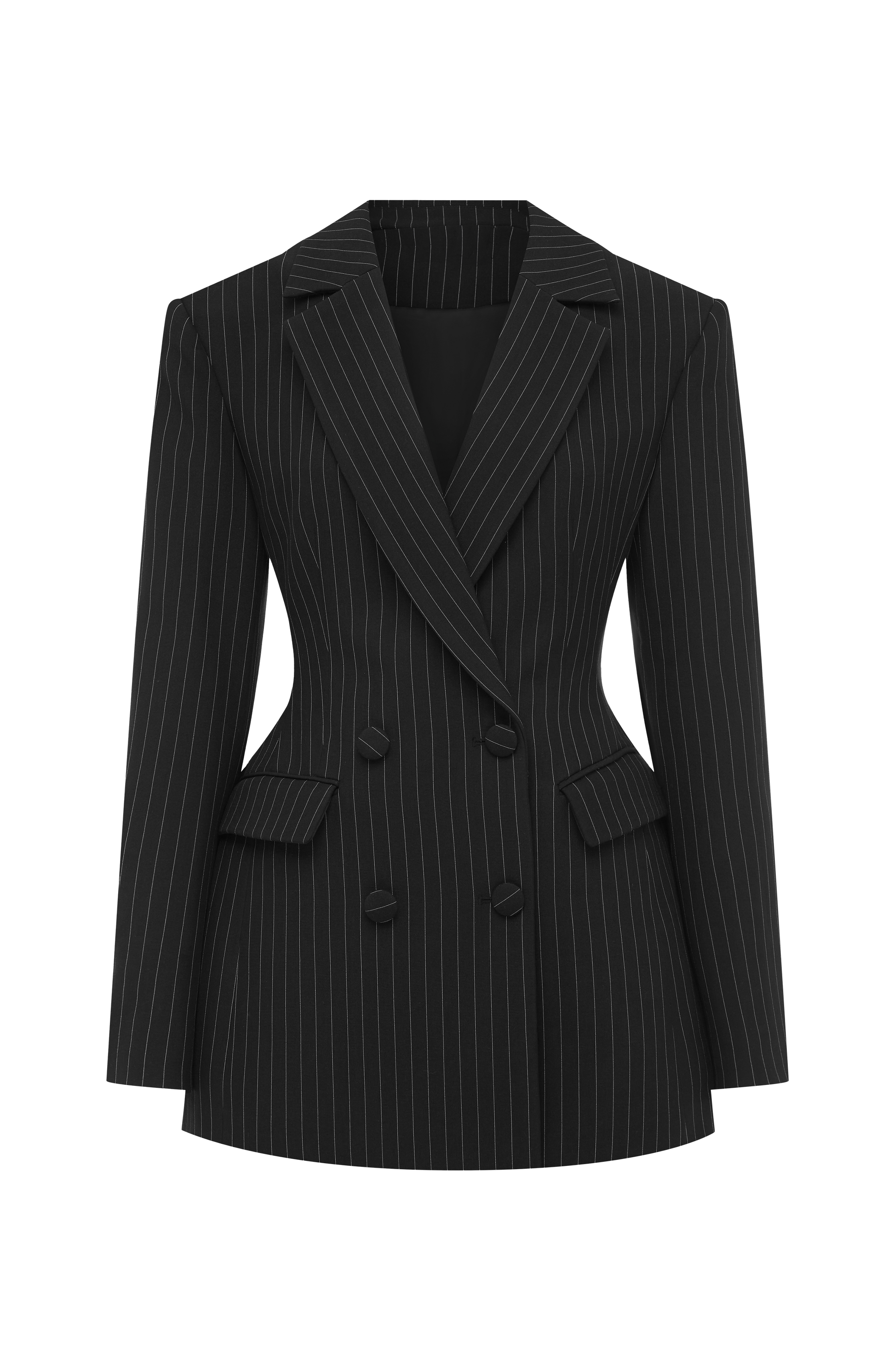 Elvira Mini Dress - Black Pinstripe