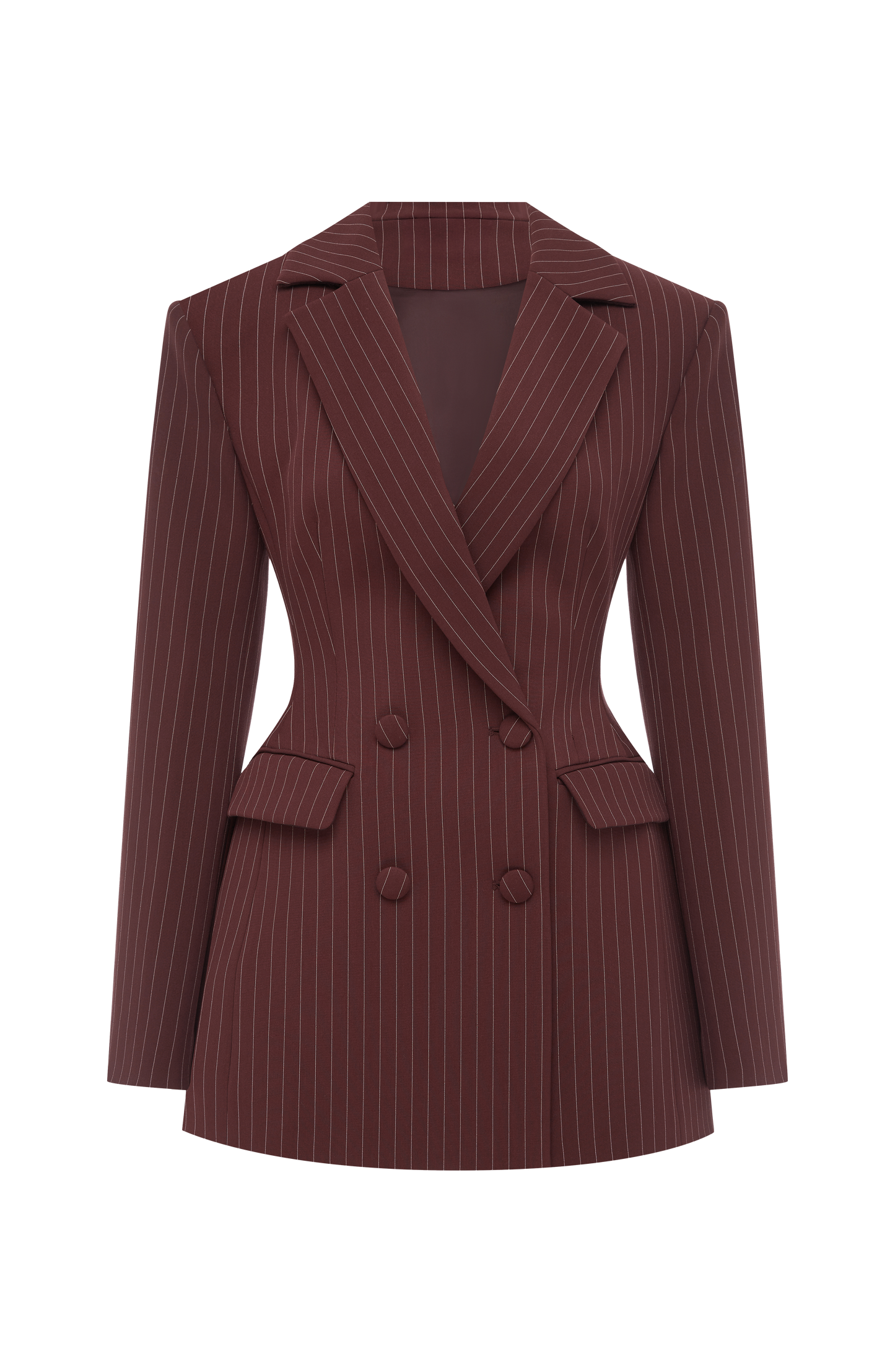 Elvira Mini Dress - Burgundy Pinstripe