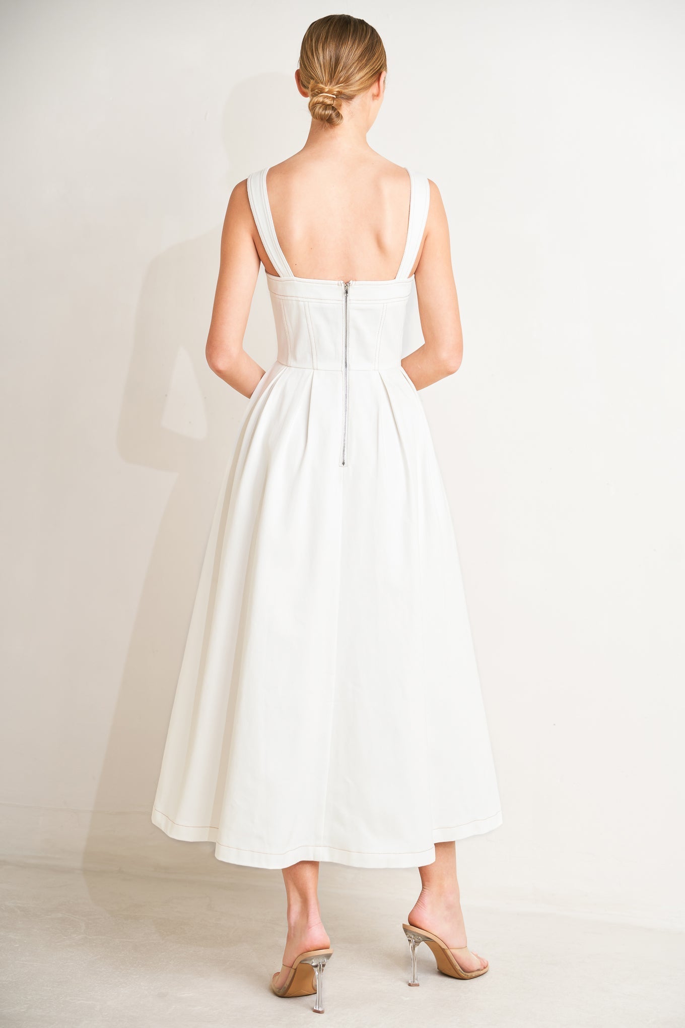 SERENE CHARM OFF WHITE MIDI DRESS