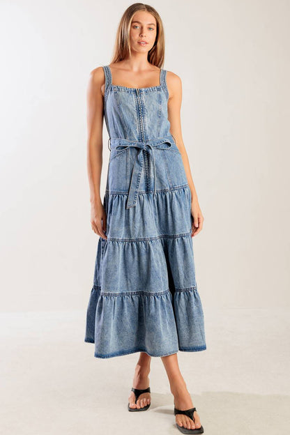 SUNSHINE STATE OF MIND ZIP FRONT DENIM DRESS