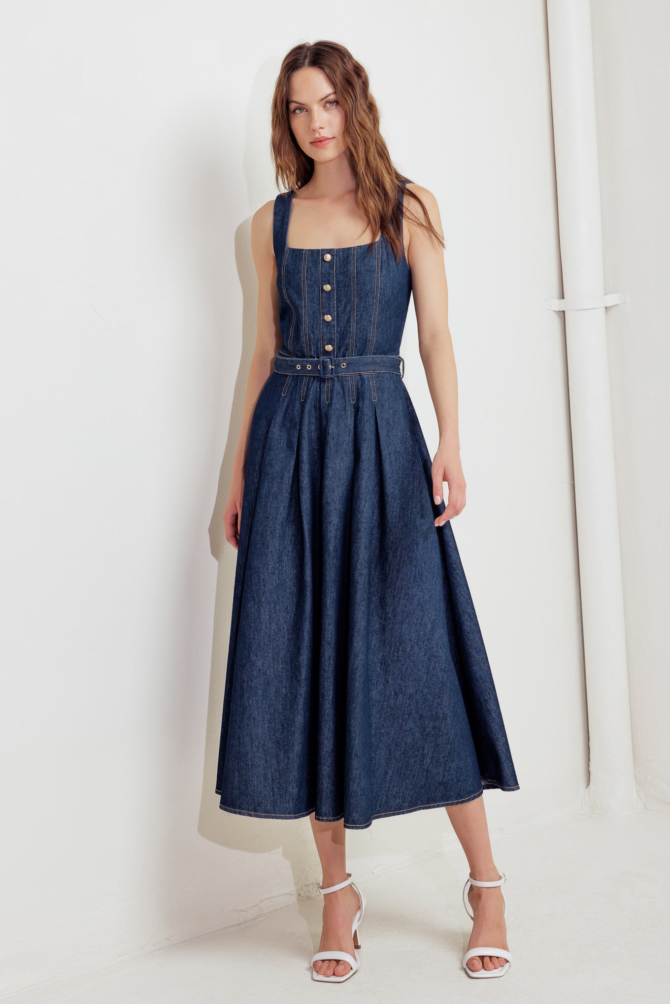 MOONLIGHT SERENADE DARK DENIM MIDI DRESS FINAL