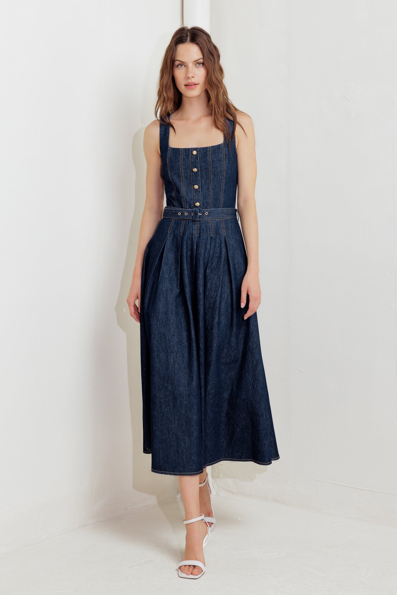 MOONLIGHT SERENADE DARK DENIM MIDI DRESS FINAL