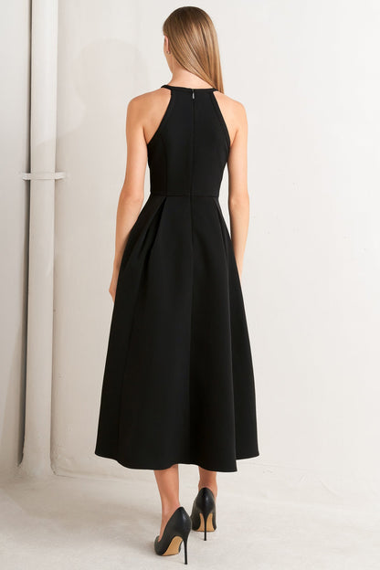 GALAXY CHARM BLACK MIDI DRESS