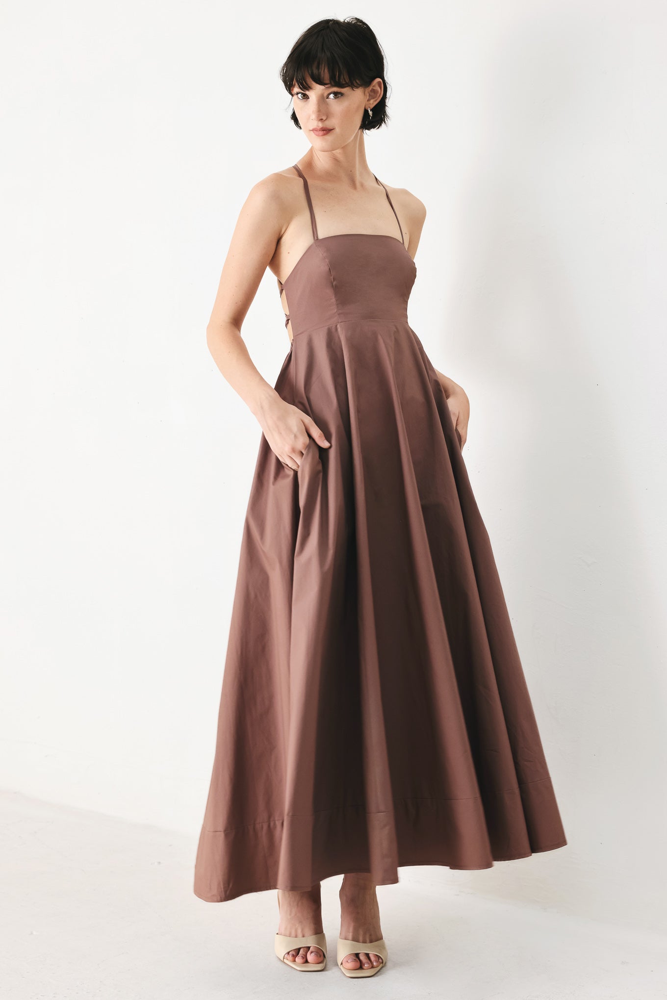 PURE OPEN BACK MIDI DRESS