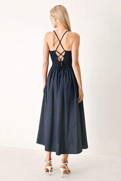 EASY BREEZE NAVY MIDI DRESS