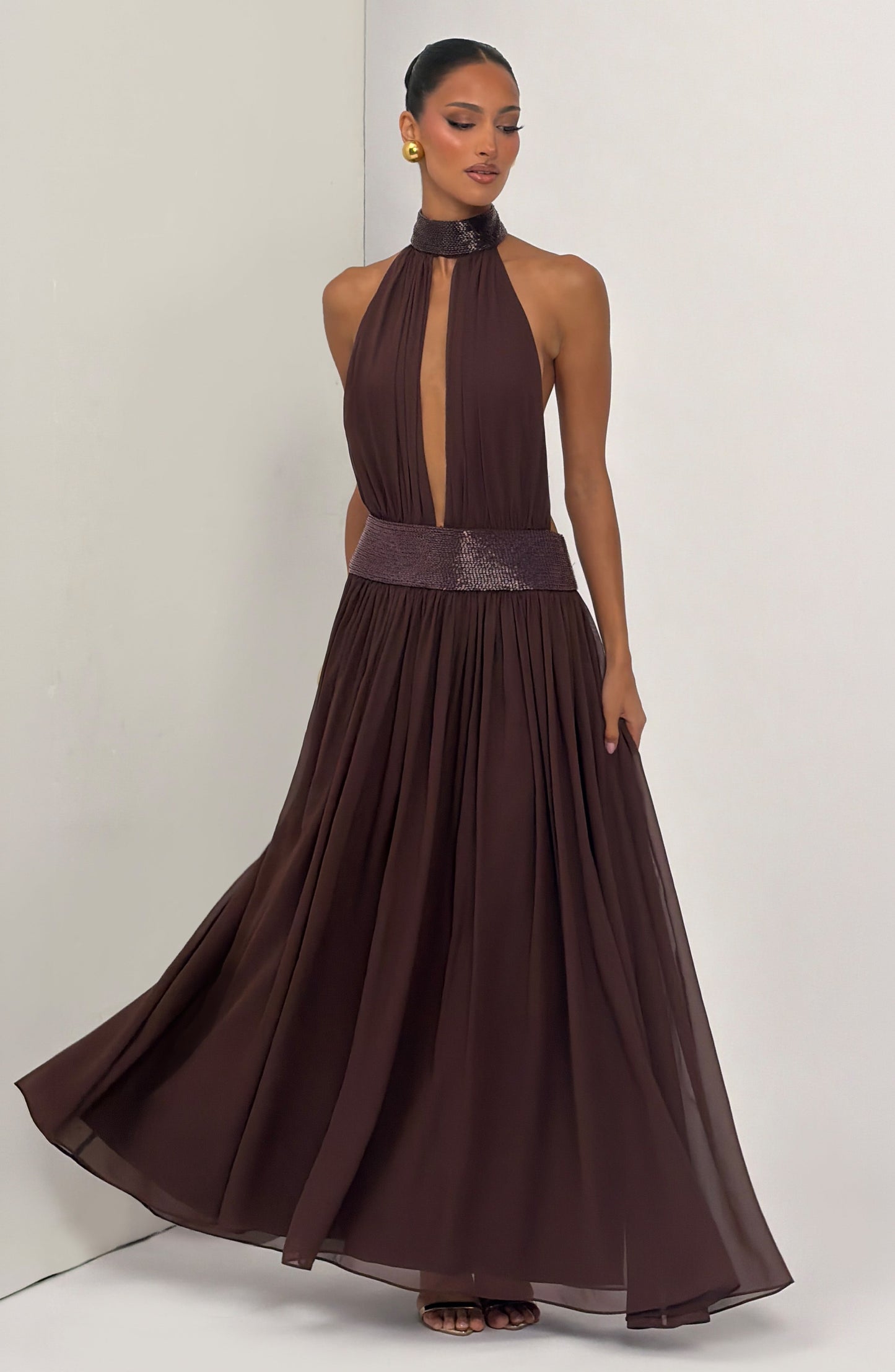 Rosalina Maxi Dress - Plum Brown