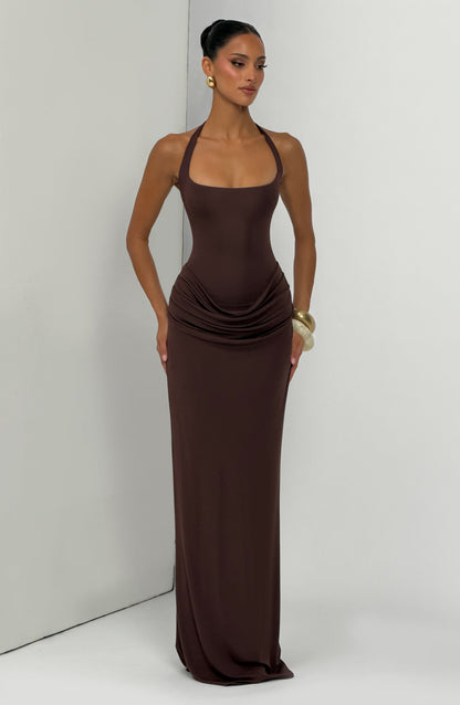 Sharona Maxi Dress - Plum Brown