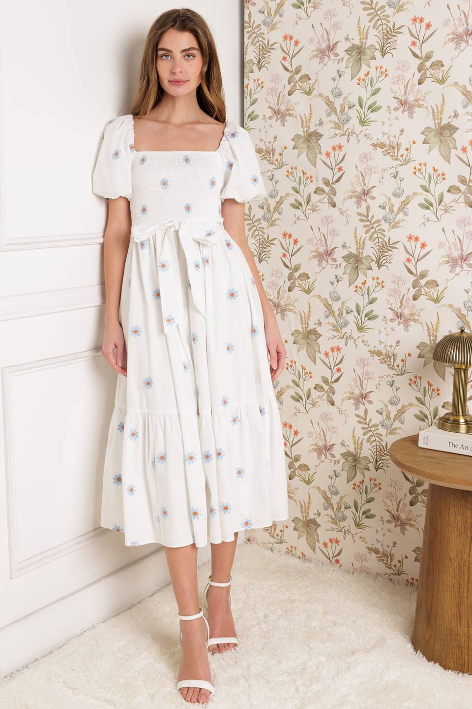 SUNNYSIDE LANE EMBROIDERED MIDI DRESS