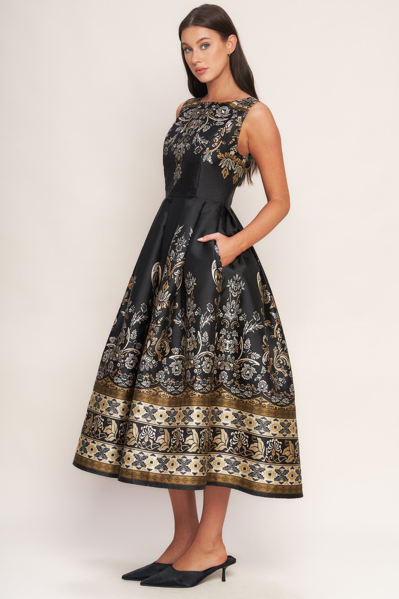 BAROQUE SPELL BLACK MIDI DRESS FINAL
