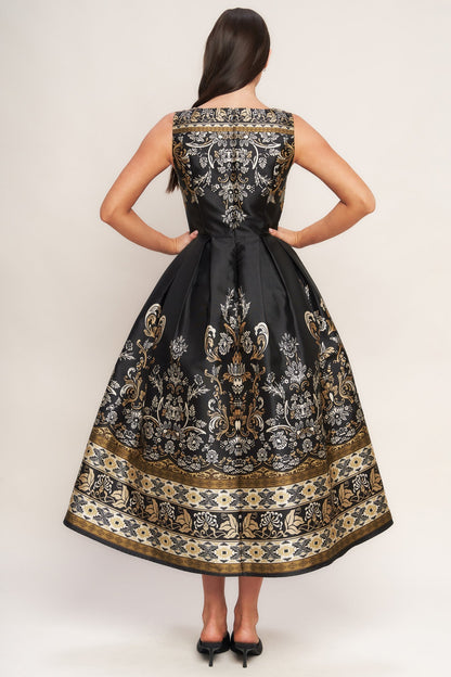 BAROQUE SPELL BLACK MIDI DRESS FINAL