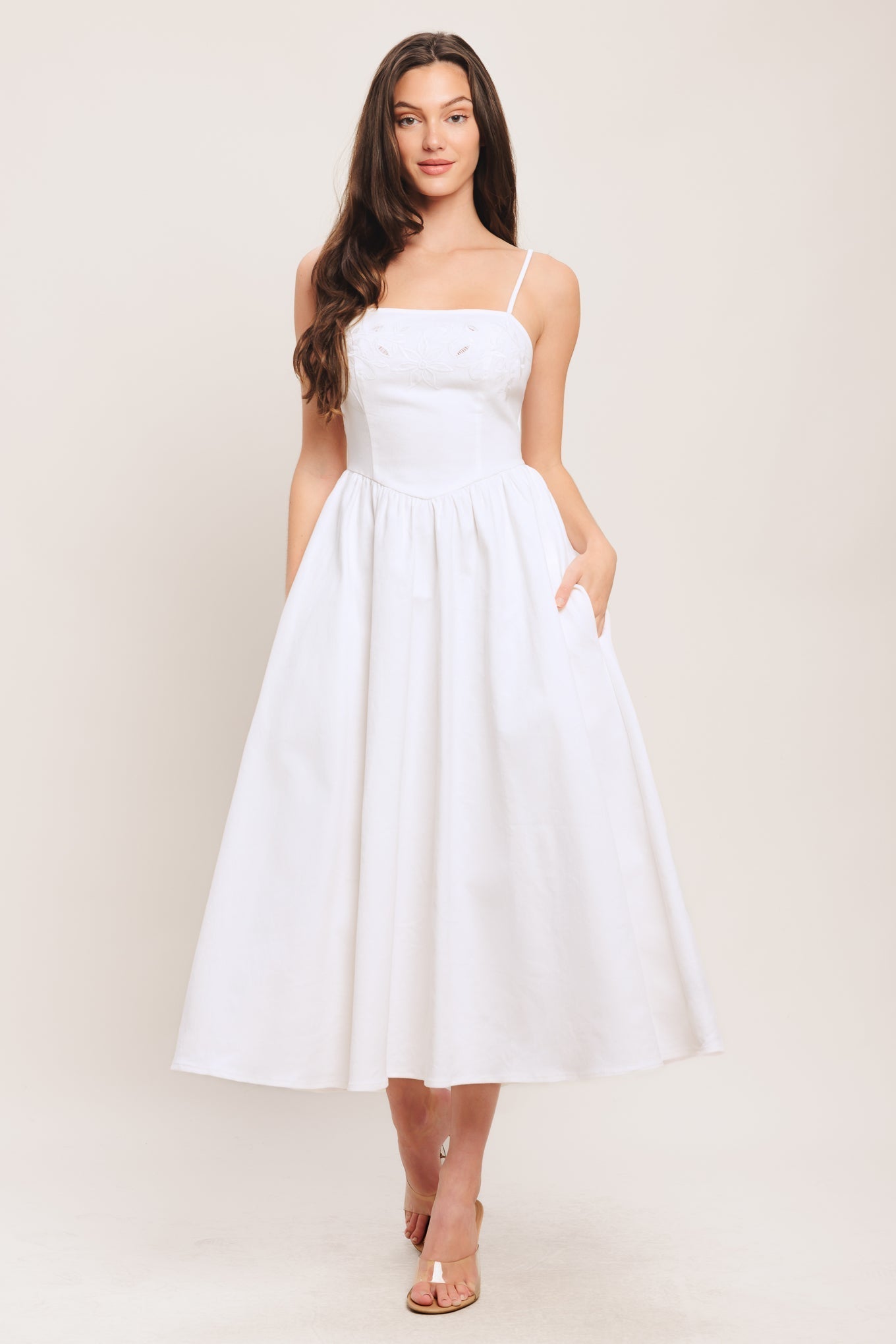 CLOUD PETAL WHITE DENIM MIDI DRESS- FINAL