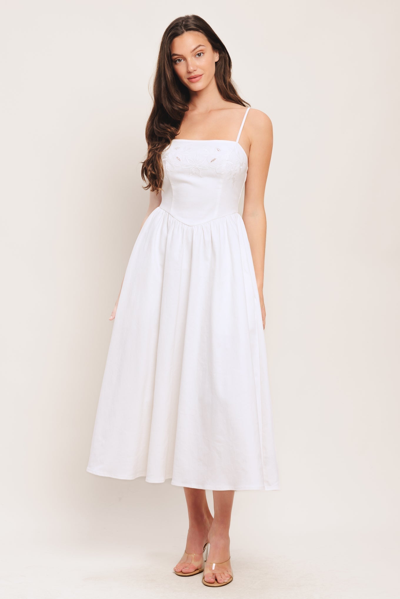 CLOUD PETAL WHITE DENIM MIDI DRESS- FINAL